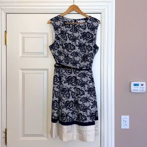 Liz Claiborne Black and White Floral Print Dress